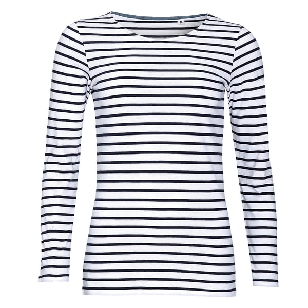 SOLS Dame/kvinde Marine langærmet stribet T-shirt med langærmet stribe