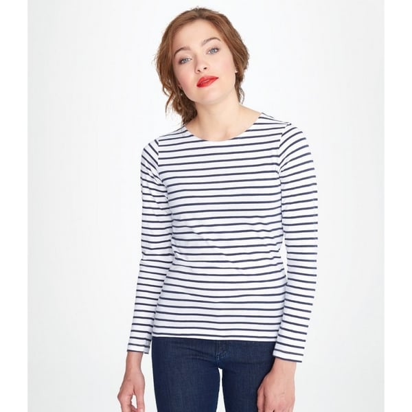 SOLS Womens/Ladies Marine Long Sleeve Stripe T-Shirt