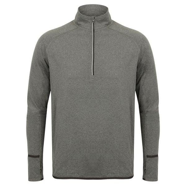 Tombo Herre langærmet Zip Neck Performance Top med lynlås