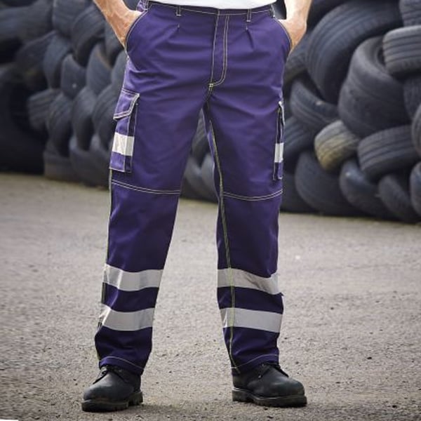 Yoko Mens Hi-Vis Cargo Trousers With Knee Pad Pockets