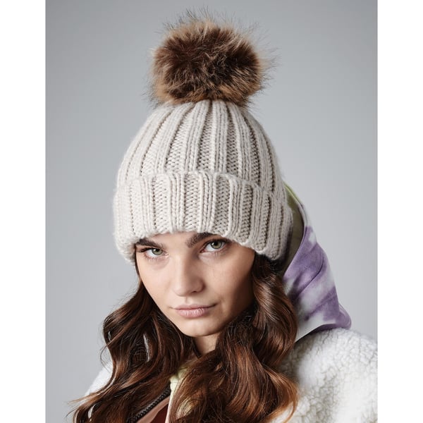 Beechfield Unisex pels Pop Pom Chunky Beanie