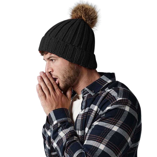 Beechfield Unisex pels Pop Pom Chunky Beanie