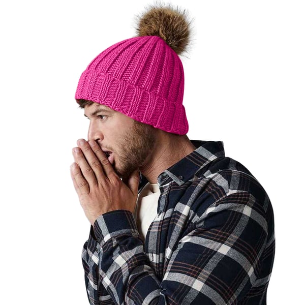 Beechfield Unisex pels Pop Pom Chunky Beanie