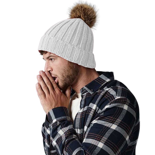 Beechfield Unisex pels Pop Pom Chunky Beanie