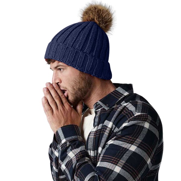 Beechfield Unisex pels Pop Pom Chunky Beanie
