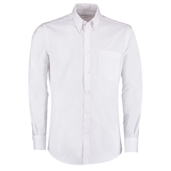 Kustom Kit Mens Slim Fit Stretch Long Sleeve Oxford Shirt