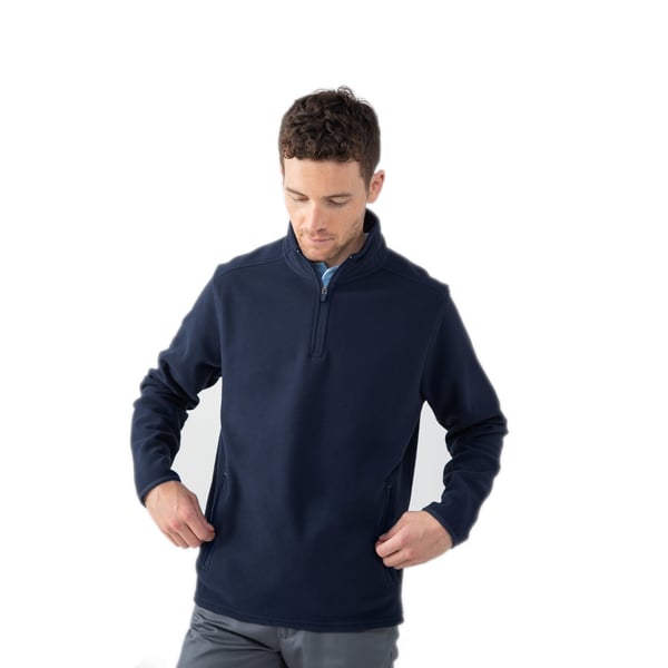 Henbury Herre Zip Neck Micro Fleece Top med lynlås i halsen