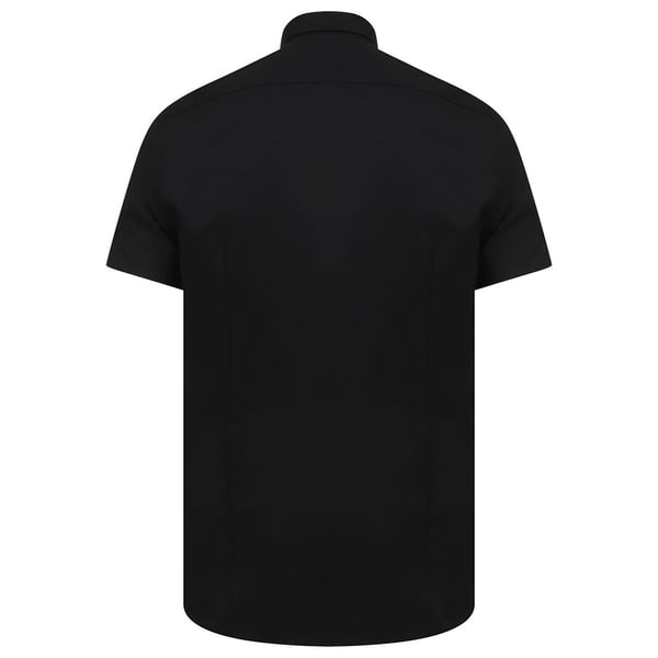 Henbury Mens Modern Short Sleeve Slim Fit Oxford Shirt