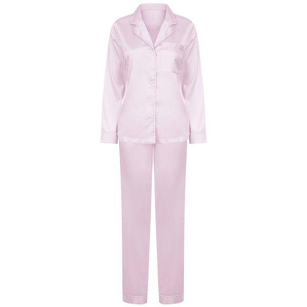 Towel City Dame/Ladies Satin Long PJ sæt