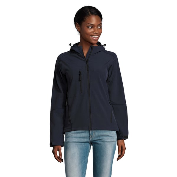 SOLS Womens/Ladies Replay Hooded Soft Shell Jacket (Breathable, Windproof And Water Resistant)