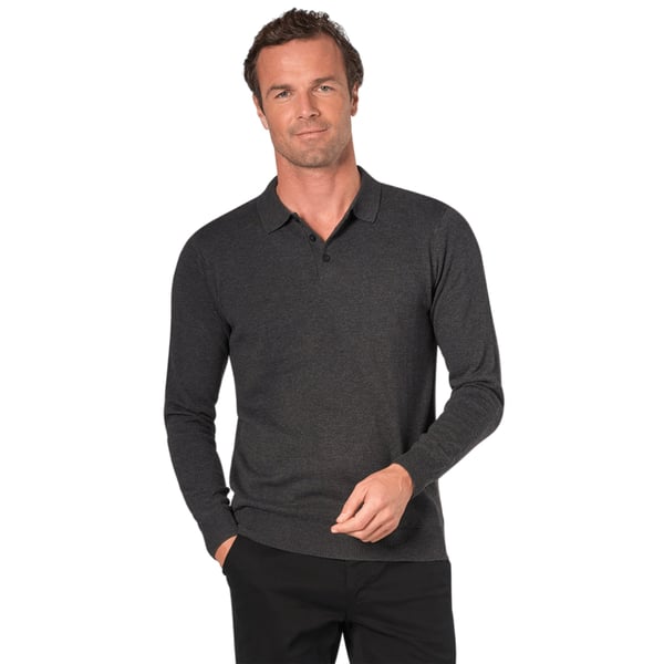 Brook Taverner Casper strikket langærmet poloshirt med lange ærmer til mænd
