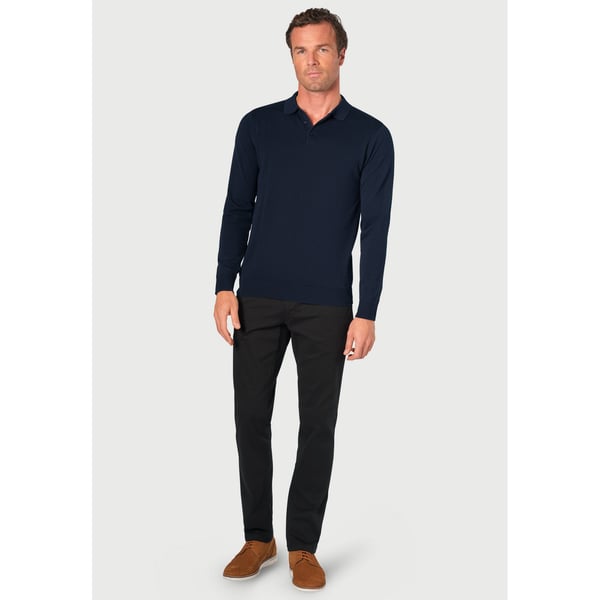 Brook Taverner Mens Casper Knitted Long-Sleeved Polo Shirt