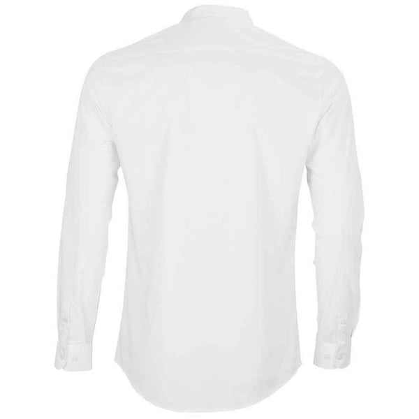 NEOBLU Mens Poplin Bart Mao Collar Long-Sleeved Formal Shirt