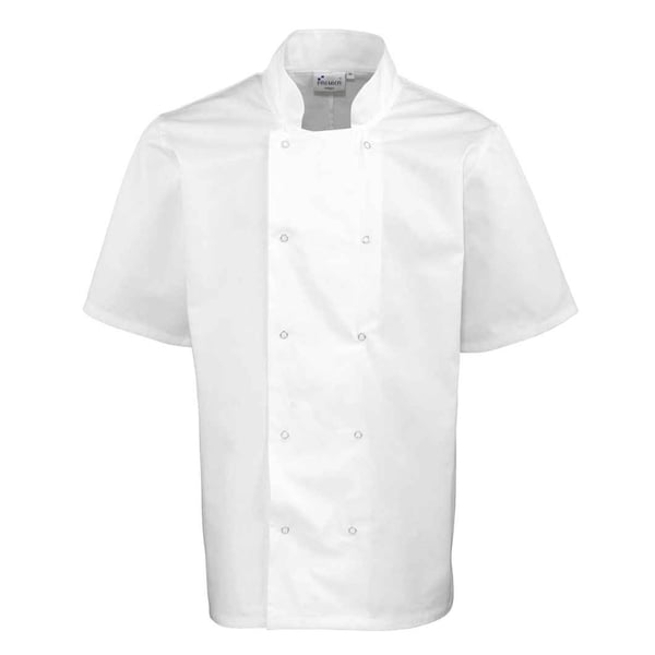 Premier Unisex Adult Stud Front Short-Sleeved Chef Jacket Premier Unisex Adult Stud Front Short-Sleeved Chef Jacket