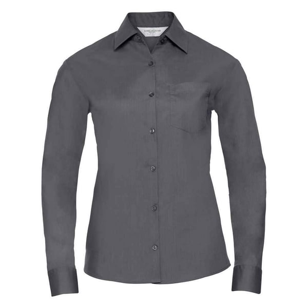 Russell Collection Womens/Ladies Poplin Easy-Care Long-Sleeved Formal Shirt