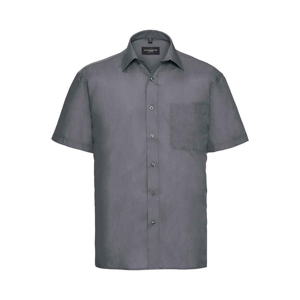 Russell Collection Mens Poplin Easy-Care Short-Sleeved Formal Shirt