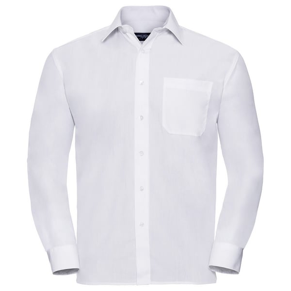 Russell Collection Mens Poplin Easy-Care Long-Sleeved Formal Shirt