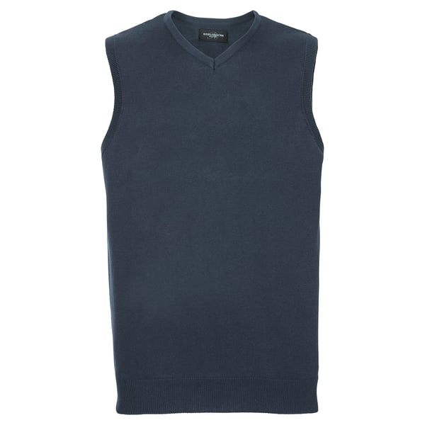 Russell Collection Mens Cotton Acrylic V Neck Sleeveless Sweatshirt