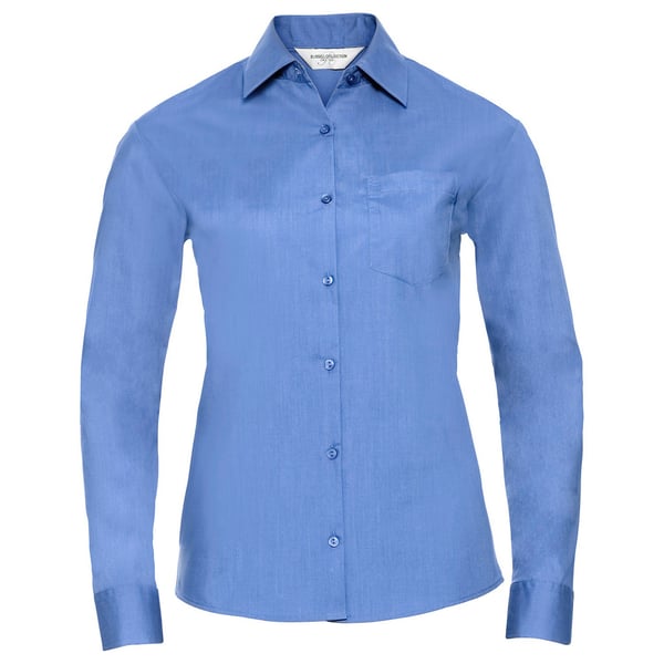 Russell Collection Womens/Ladies Poplin Easy-Care Long-Sleeved Formal Shirt