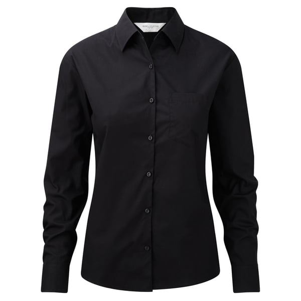 Russell Collection Womens/Ladies Cotton Poplin Easy-Care Long-Sleeved Formal Shirt