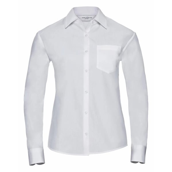 Russell Collection Womens/Ladies Cotton Poplin Easy-Care Long-Sleeved Formal Shirt
