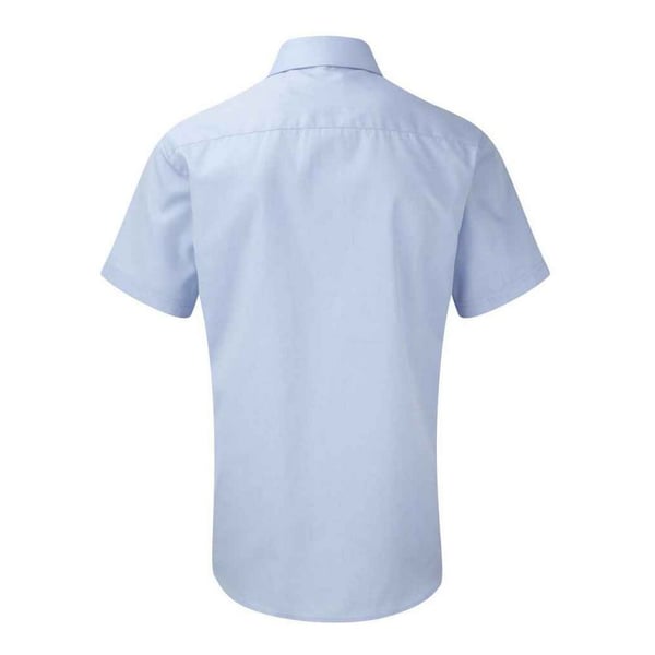 Russell Collection Mens Mini Herringbone Easy-Care Short-Sleeved Formal Shirt