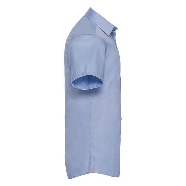 Russell Collection Mens Mini Herringbone Easy-Care Short-Sleeved Formal Shirt