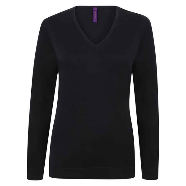 Henbury Womens/Ladies Cotton Acrylic V Neck Sweatshirt Henbury Womens/Ladies Cotton Acrylic V Neck Sweatshirt