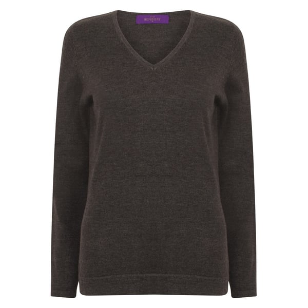 Henbury Womens/Ladies Cotton Acrylic V Neck Sweatshirt