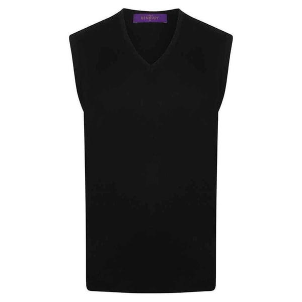Henbury Mens Cotton Acrylic V Neck Sleeveless Sweatshirt