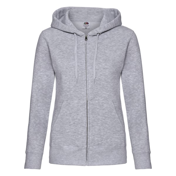 Fruit of the Loom Womens/Ladies Premium Heather Zipped Lady Fit Hooded Jacket