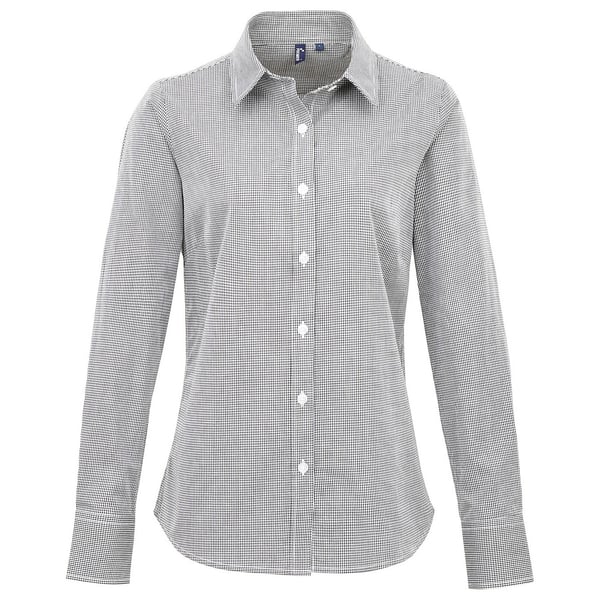 Premier Womens/Ladies Gingham Long-Sleeved Shirt