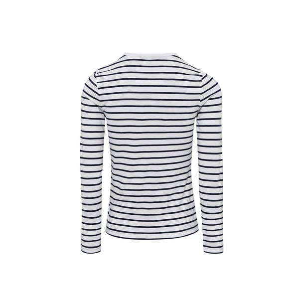 Premier Womens/Ladies Long John Striped Roll Sleeve T-Shirt