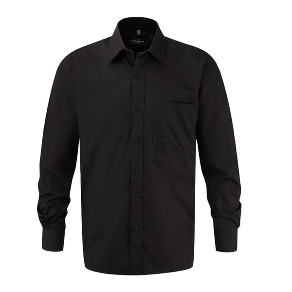 Russell Collection Mens Poplin Long-Sleeved Shirt