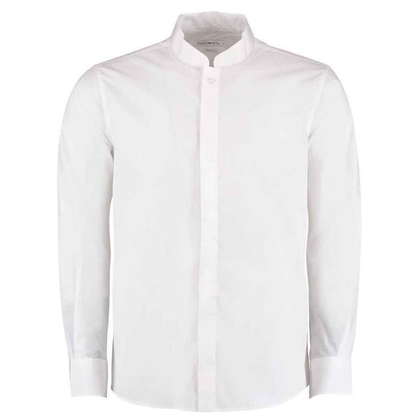 Kustom Kit Mens Mandarin Collar Long-Sleeved Shirt