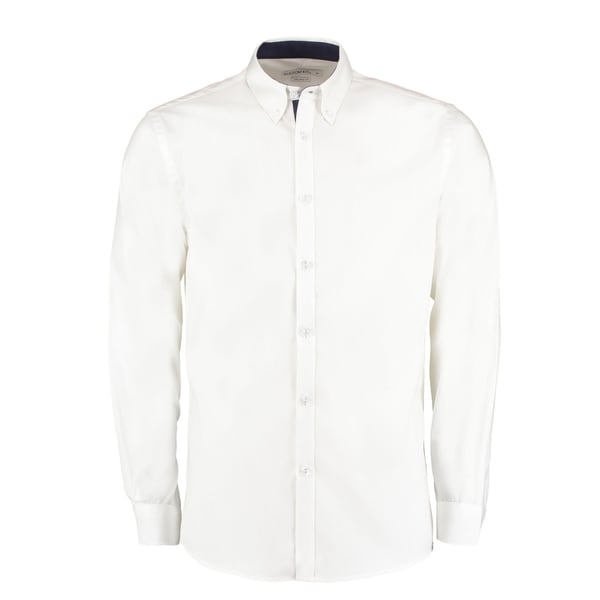 Kustom Kit Mens Premium Contrast Oxford Long-Sleeved Shirt