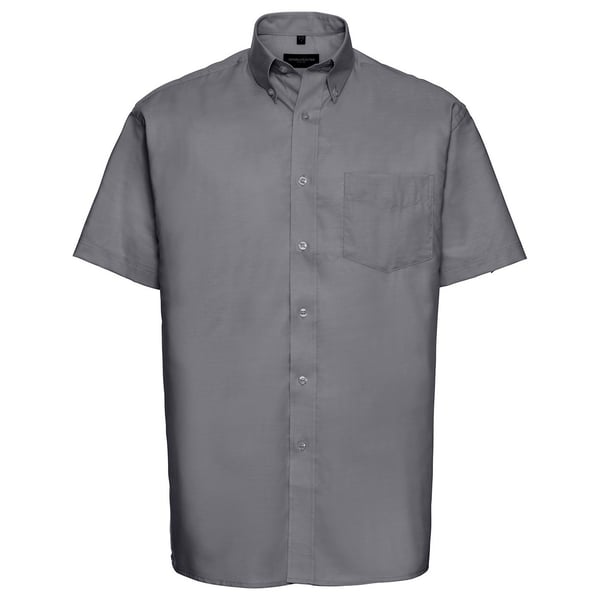 Russell Collection Mens Oxford Easy-Care Short-Sleeved Shirt