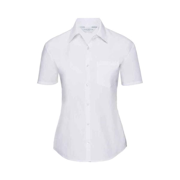 Russell Collection Womens/Ladies Poplin Short-Sleeved Shirt