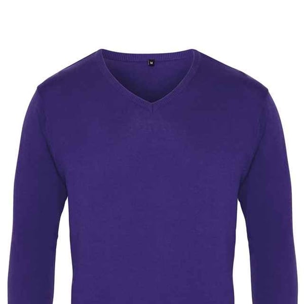 Premier Mens Knitted Cotton Acrylic V Neck Sweatshirt