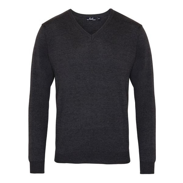 Premier Mens Knitted Cotton Acrylic V Neck Sweatshirt