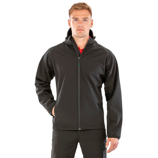 Result Genuine Recycled Mens Hooded 3 Layer Printable Soft Shell Jacket