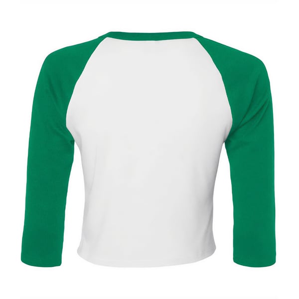 Bella + Canvas Womens/Ladies Micro-Rib Raglan 3/4 Sleeve Crop T-Shirt