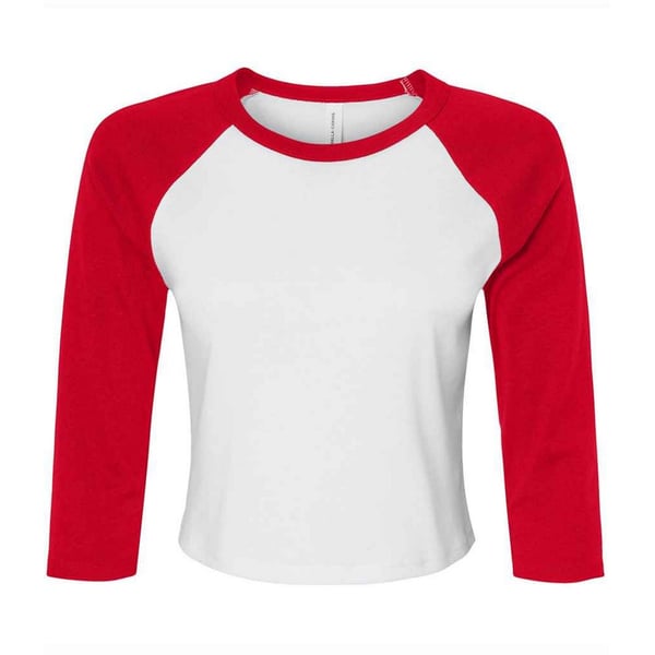 Bella + Canvas Womens/Ladies Raglan 3/4 Sleeve Crop T-Shirt