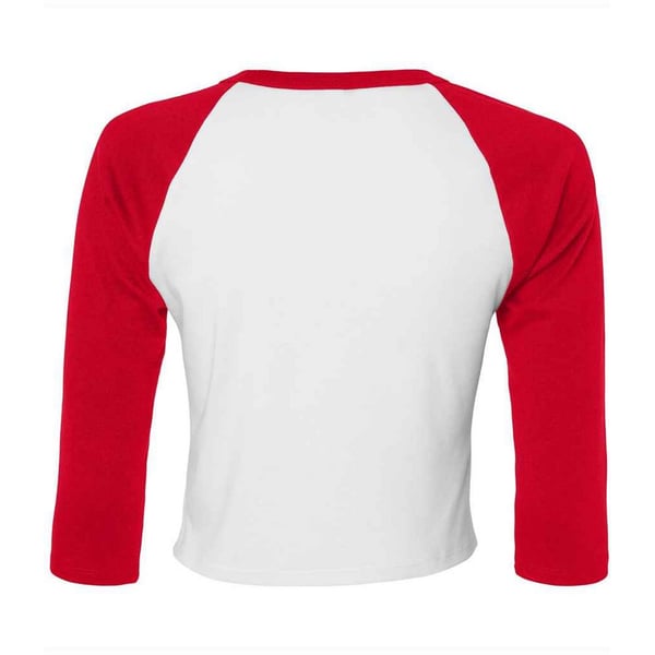 Bella + Canvas Womens/Ladies Raglan 3/4 Sleeve Crop T-Shirt