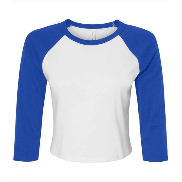 Bella + Canvas Womens/Ladies Raglan 3/4 Sleeve Crop T-Shirt