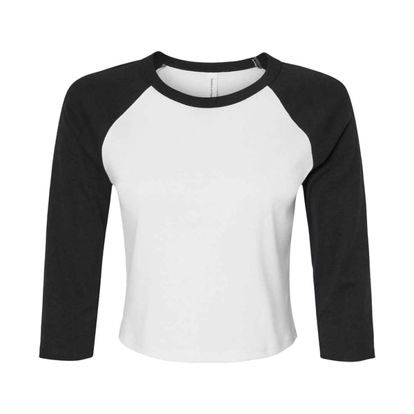 Bella + Canvas Womens/Ladies Raglan 3/4 Sleeve Crop T-Shirt