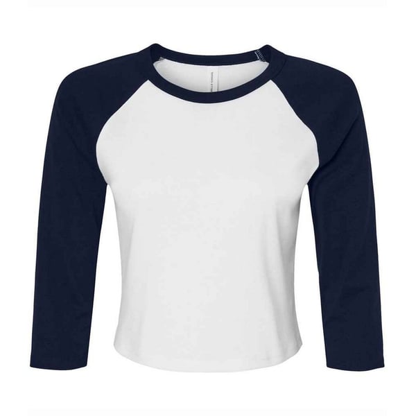 Bella + Canvas Womens/Ladies Raglan 3/4 Sleeve Crop T-Shirt