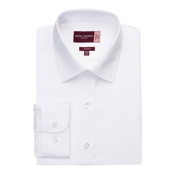 Brook Taverner Mens Alba Poplin Slim Long-Sleeved Shirt