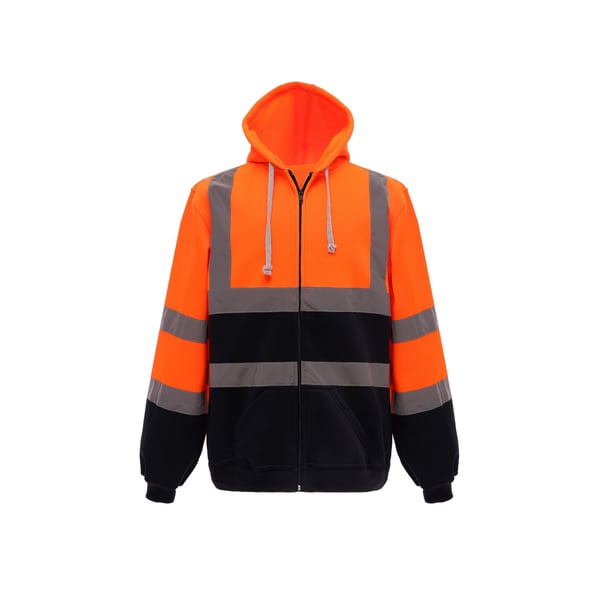 Yoko Mens Hi-Vis Safety Full Zip Hoodie