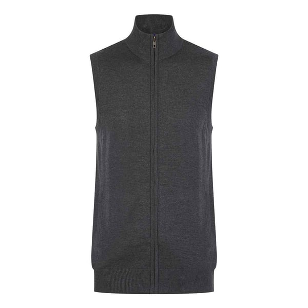 Henbury Mens Plain Full Zip Sleeveless Gilet